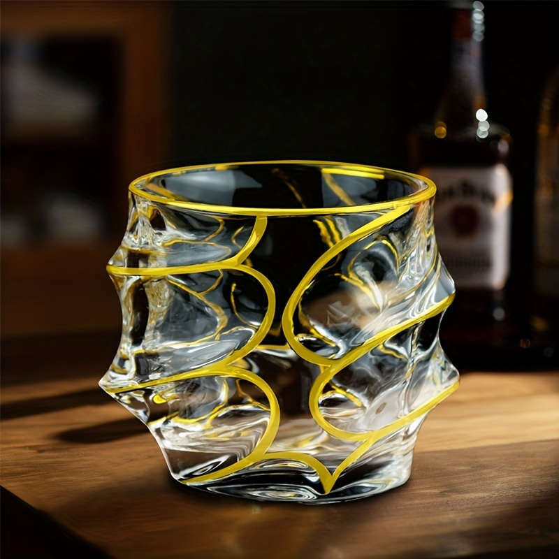 Whiskey Glass Gold Line Wine W - Whisky Beer And Wine ulasan dan harga